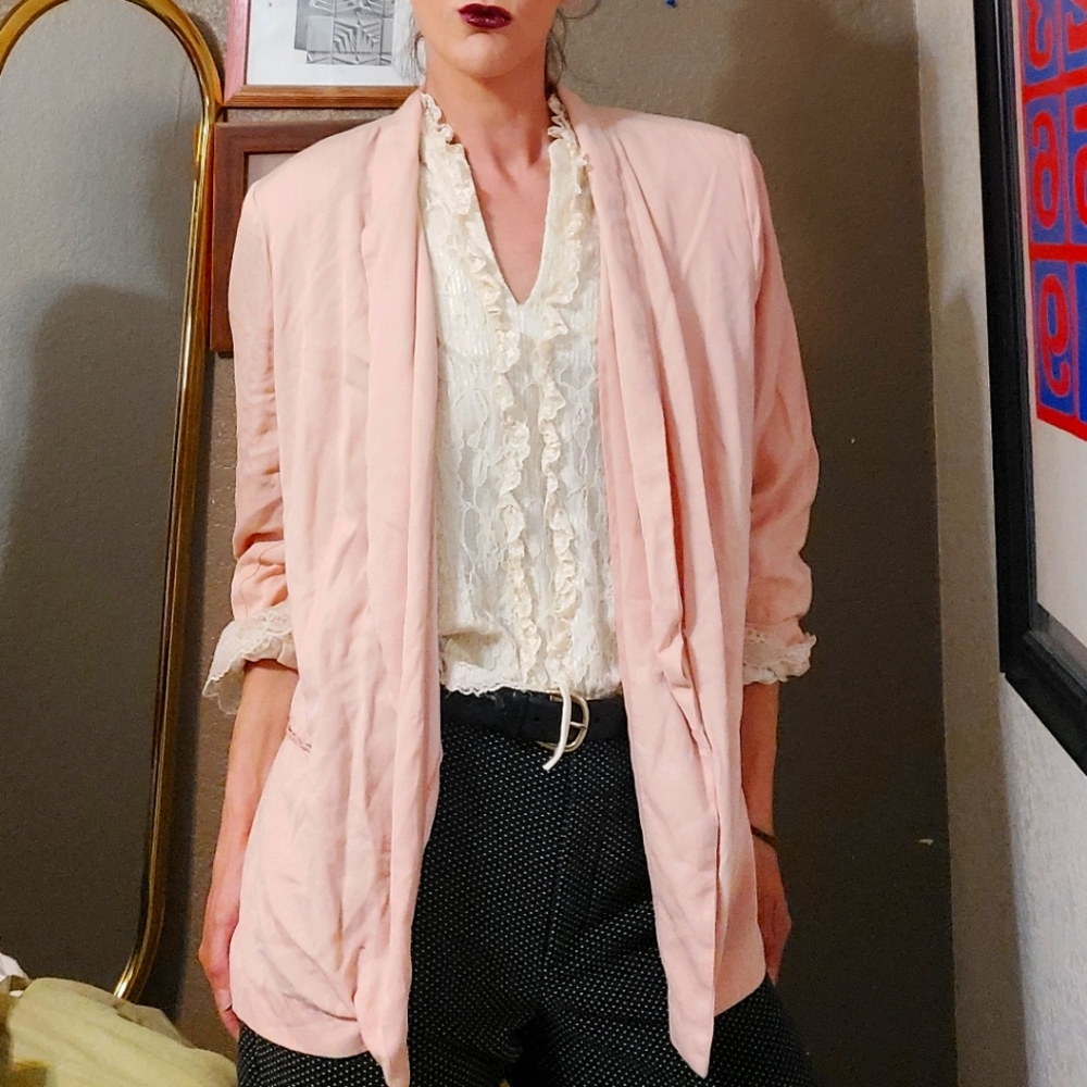 Lauren Conrad Oversized Pink Blazer Jacket - Women's Size 16, Cropped Sleeves - Picture 1 of 4